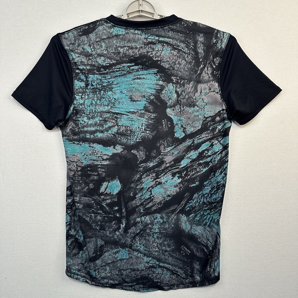 Realtree Fishing Shirt Men's Medium Aqua Blue And Black Recycled Polyester - Picture 2 of 6